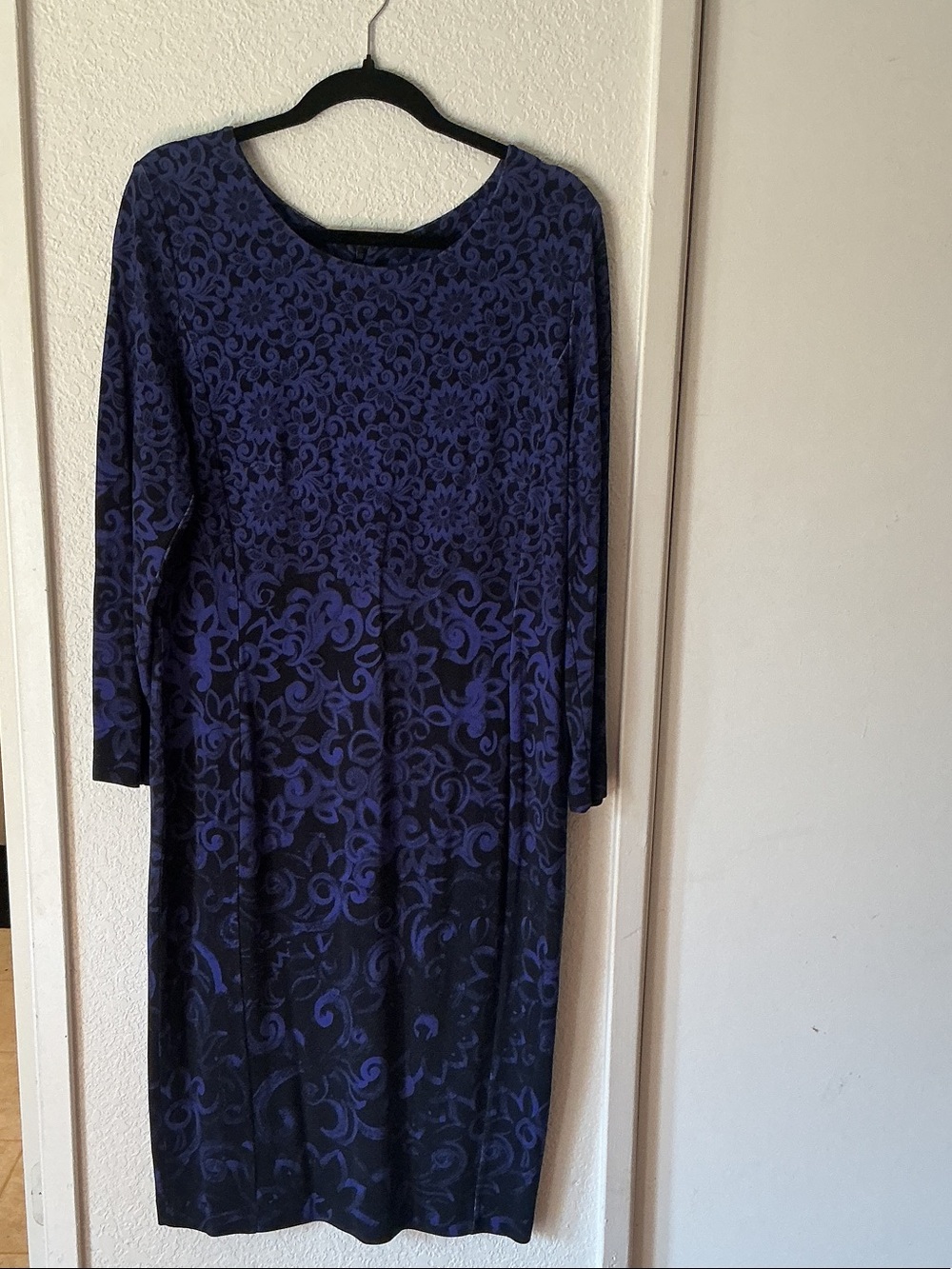 Escada Purple and Black Long Sleeve Floral Print dress